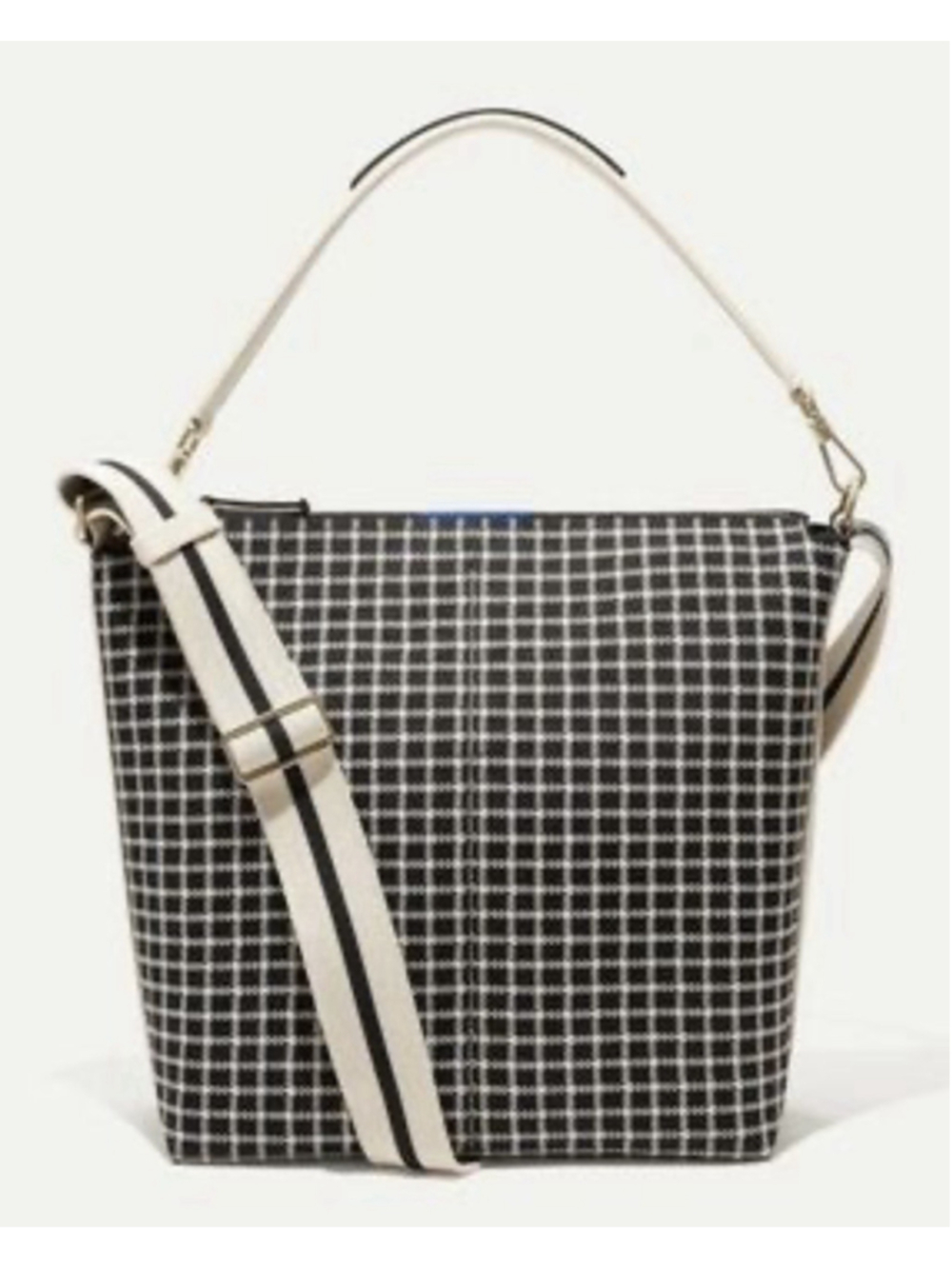 Rothy's womens Mini Bucket Zippered Tote Bag Black And White Checkered - Picture 1 of 14